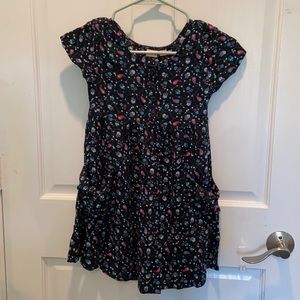 Girls’ black dress with pink and blue flowers